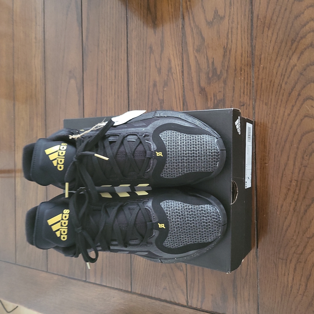 Adidas sneakers, size  W8, M7, black and gold.  D ROSE 11.